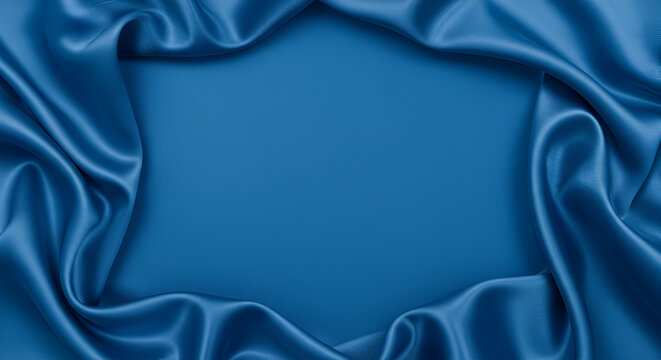 yal Blue Silk Fabric Texture with Folds &ndash; Luxury Textile Background