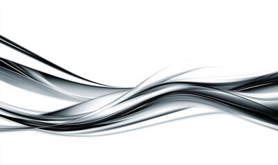 Abstract, black and white flowing lines creates visual depth, evoking a sense of movement and elegance against a clean, bright background