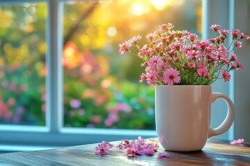 マグカップに入った花
