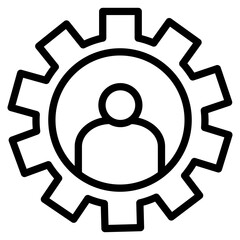 Obraz premium Worker Engaged in Business Process with Gear Icon