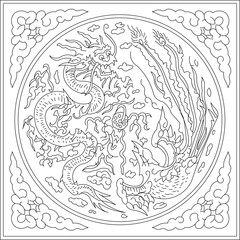 vector sketch illustration silhouette design Asian Traditional Pattern background ethnic vintage decoration 