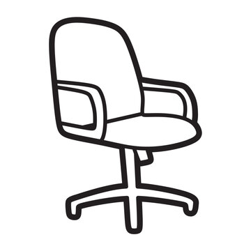 recommend clip art: office chair with armrest, line art vector