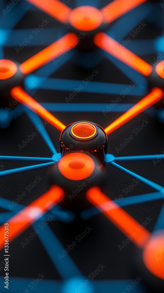 Aufkleber abstract network connection glow featuring interconnected nodes in dark environment