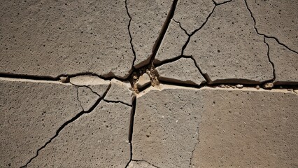 Obraz premium Cracked concrete surface showing wear; ideal for construction and repair themes.