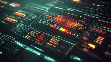Fototapeta premium Futuristic Digital Interface: Cyberpunk Tech HUD