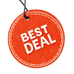 Best Deal Tag for Promotions and Discounts on a white background.