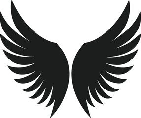 Elegant Black Angel Wings Vector Silhouette for Mother's Day
