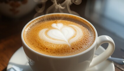 Obraz premium Brewing coffee art cozy interior close-up photography warm atmosphere aesthetic vibes