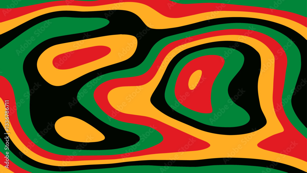 Poster abstract background pattern with colorful waves in red, green, yellow colors of pan african flag. ju