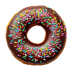 Delicious Chocolate Sprinkled Donut Delight on white background