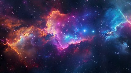 Obraz premium A beautiful and colorful nebula with scattered bright stars visible