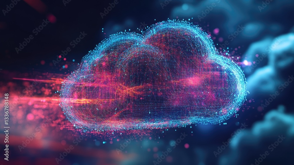 Poster abstract cloud computing analytics with big data processing and holographic data streams.