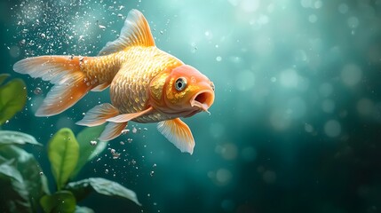 A mesmerizing close up of a vibrant exotic koi fish swimming gracefully in a clear indoor aquarium its colorful scales shimmering under the soft ambient lighting