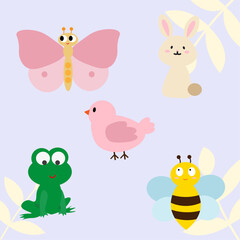 A Joyful Spring with Bunnies, Birds, and Butterflies
