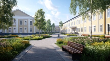 Sunny Campus Courtyard