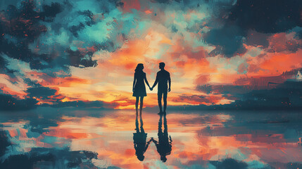 a mental health theme Man and woman holding hands, help and self help concept, mental health