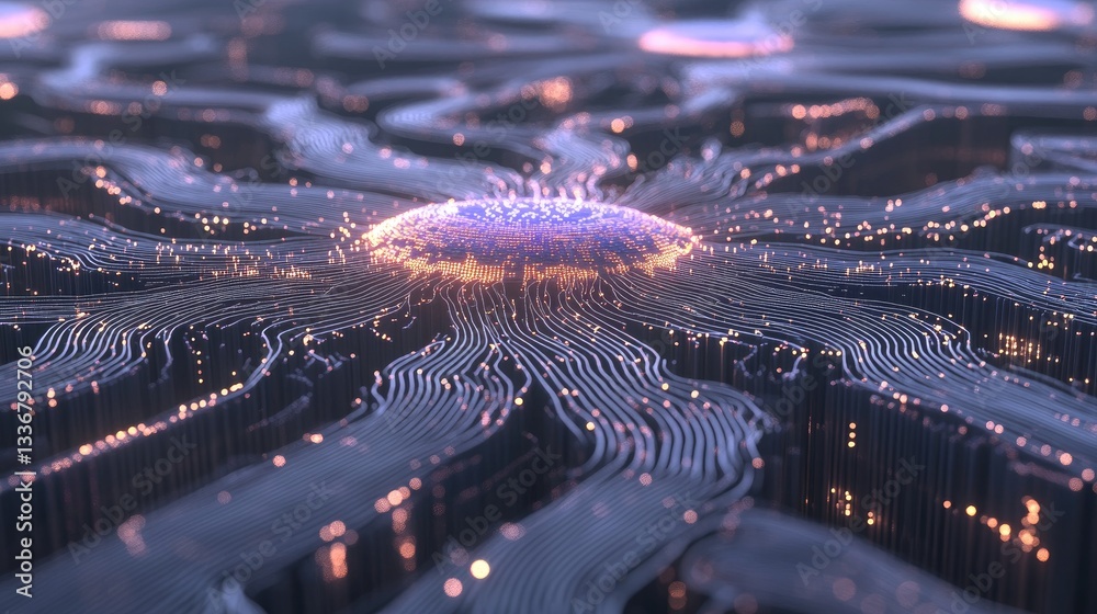 Poster abstract neural network visualization symbolizing ai-powered data processing.