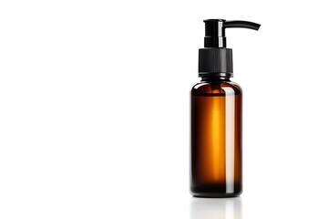 Isolated Hair Serum Bottle with Pump on White Background
