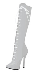 Grey women long boot. high heel. vector illustration