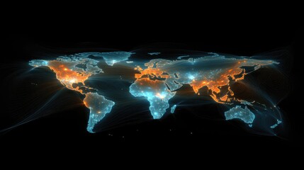 Abstract visualization of a global IT network with glowing blue connections.