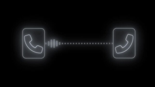 Neon Phone Calling audio animation, Glowing phone calling audio wave animated, symbolizing a phone call or communication