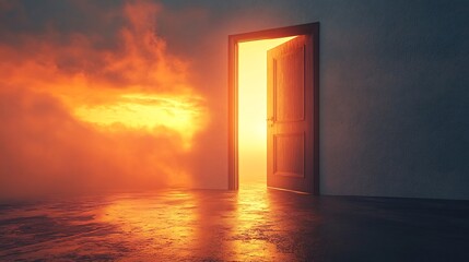 Business opportunity abstract door opening light potential concept dramatic lighting