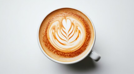 Brewing perfection exquisite latte art photography in a serene studio setting captured from above for stunning visual appeal