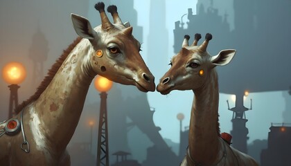 Obraz premium Mechanical Giraffe of the Steam Age