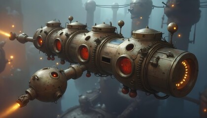 Fototapeta premium Steampunk spacecraft exploration