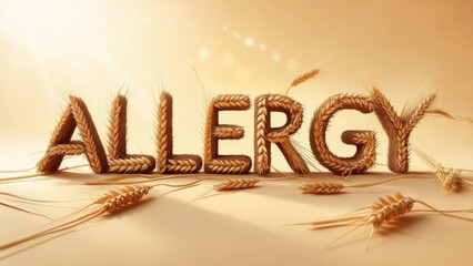 Wheat allergy represented with creative wheat stalks forming the word