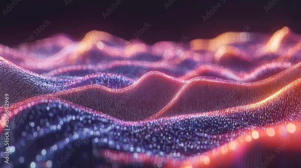 Poster Artificial intelligence-driven data visualization with complex patterns and futuristic UI elements.