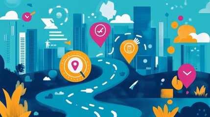 Obraz premium Visualize your journey to success digital space gigapixel artwork virtual environment inspirational viewpoint success concept