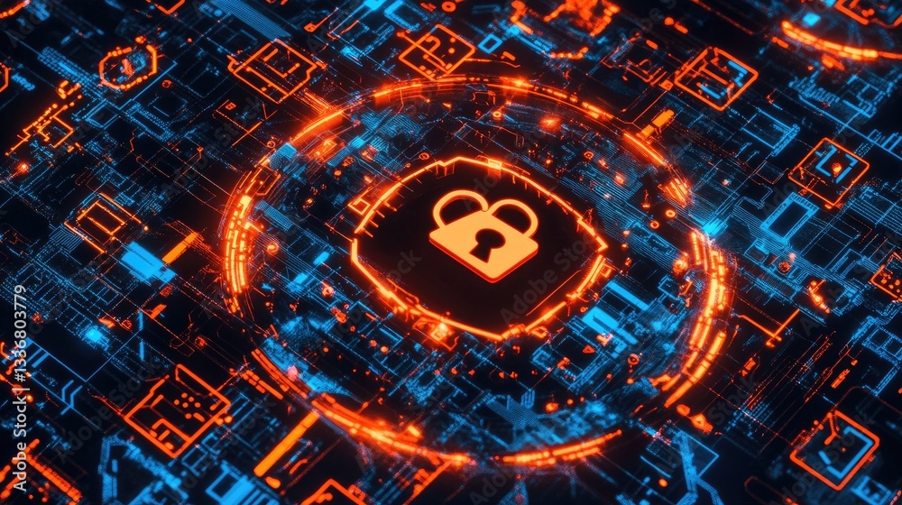Poster automated network security system blocking cyber threats in a digital environment.