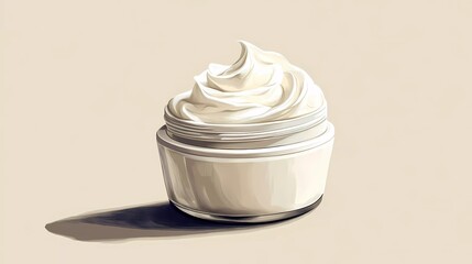 Moisturizing face cream in a stylish container, representing skin nourishment, self-care, and luxury beauty products, ideal for advertisements, comic book style