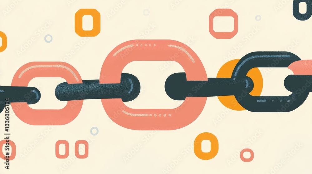 Poster a chain link icon surrounded by binary numbers, representing cybersecurity and encryption.