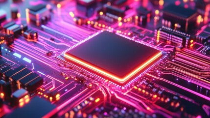 Obraz premium A digital-inspired computer logo featuring a stylized AI processor chip.