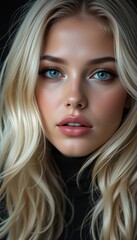 Naklejka premium Woman with Blonde Hair and Blue Eyes