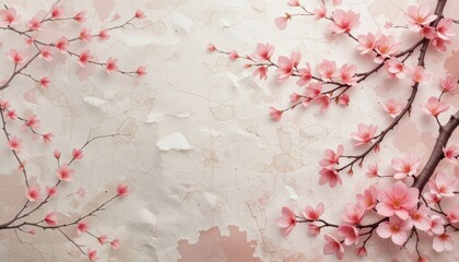 Blooming cherry blossoms serene background floral composition soft lighting aesthetic viewpoint