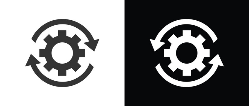 Workflow process icon. Gear icon in a continuous loop.