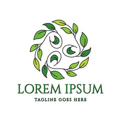 Fototapeta premium Circular Natural Wellness Herb Star Leaf Leaves Flower Floral Design