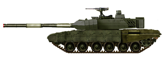A variant of the modernization of the T-80 tank with a new turret from the Arjun MBT and a 120mm smoothbore gun © Tikros