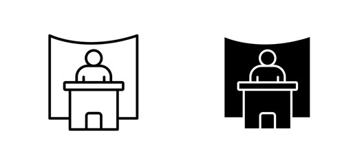 Exhibitor icons set for apps and web ui designs. simple isolated graphics.