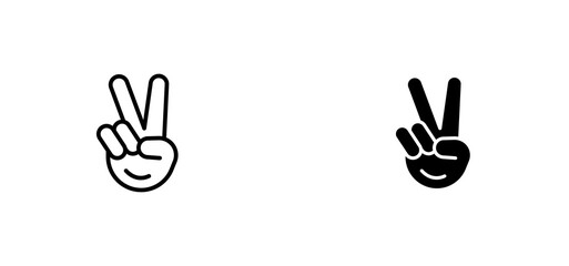 Hand peace icons set for apps and web ui designs. simple isolated graphics.