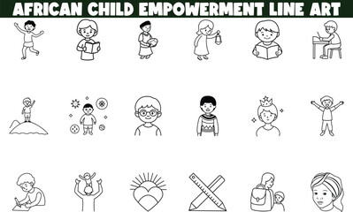 African Children Empowerment Line Art Education, Reading, Play, Success