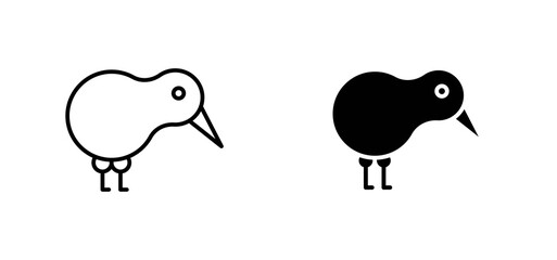 Kiwi bird icons set for apps and web ui designs. simple isolated graphics.