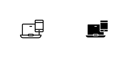 Laptop and Mobile icons set for apps and web ui designs. simple isolated graphics.