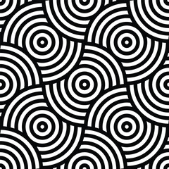 Fototapeta premium Seamless geometric monochrome pattern with circles. Vector abstract background. Modern linear texture.