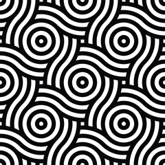 Seamless geometric monochrome pattern with circles. Vector abstract background. Modern linear texture.