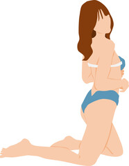 Fototapeta premium ポーズをとる水着を着た女性のイラスト