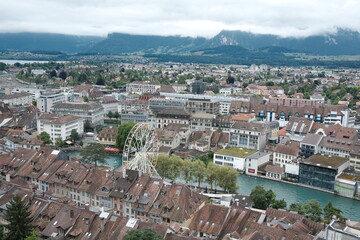 aerial view of the swiss town